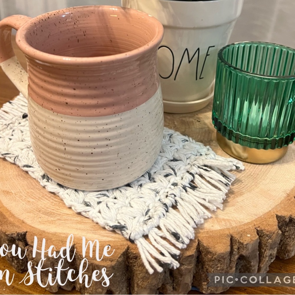 Handmade, crocheted 100% cotton mug rugs. Comes in a set of 4.